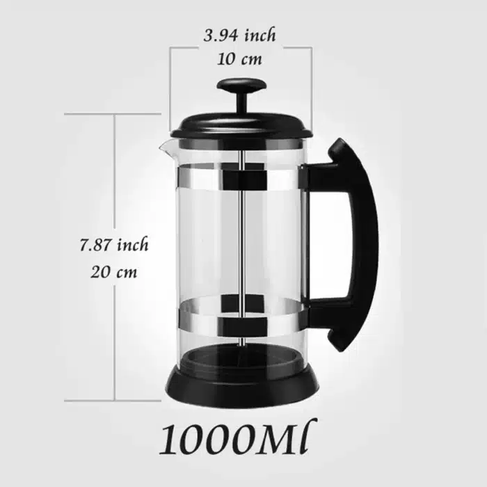 Cafetière à Pression Française en Verre Borosilicate, 1000ml/600ml, Infuseur de Café Maison, Mousse de Lait, Mousseur de Thé Barista 3