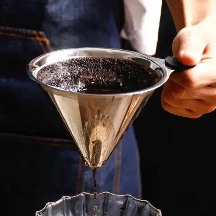 Filtre à Café Permanent En Inox - 300 Mailles, Réutilisable, Avec Brosse De Nettoyage Et Cuillère
