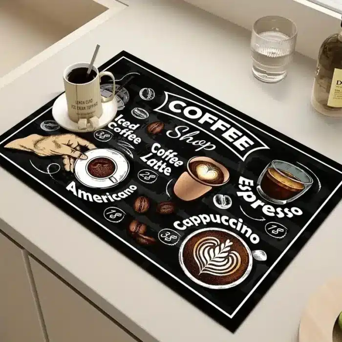 Tapis absorbant imprimé café 2