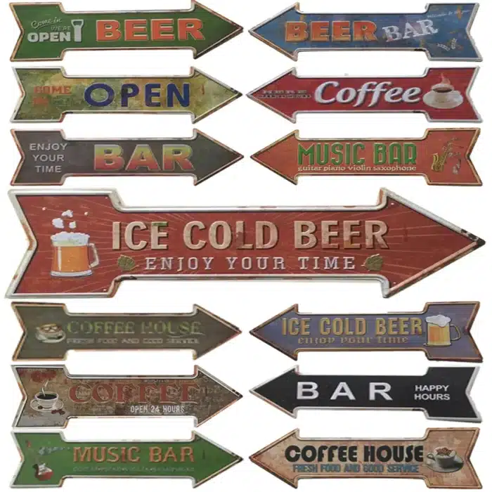 Panneaux métalliques rétro en étain 1