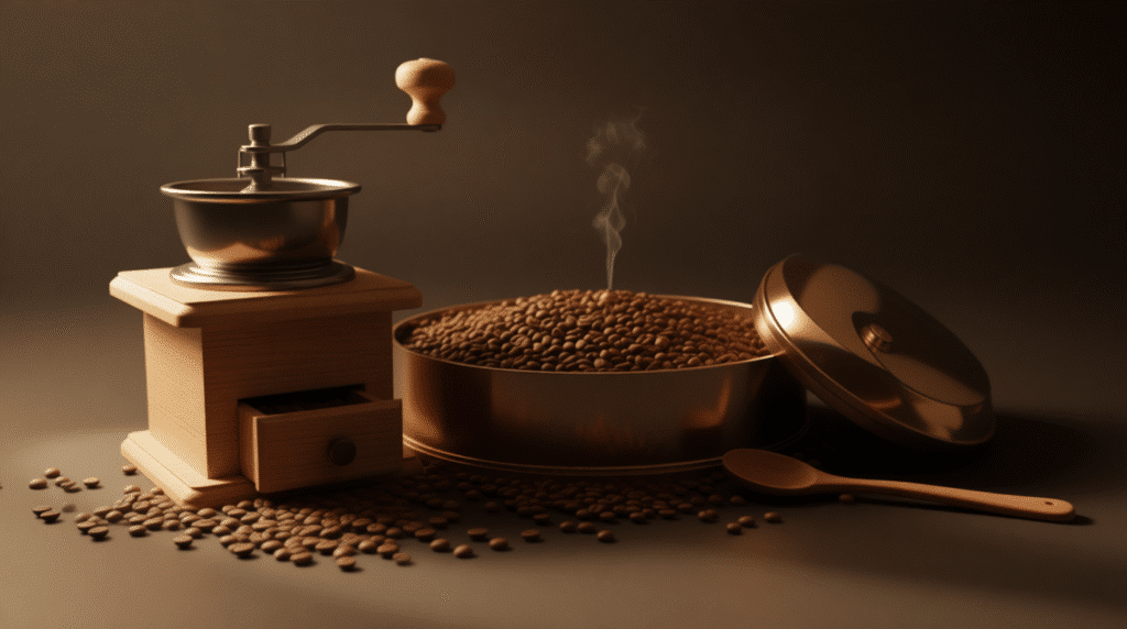 moulin manuel, café torréfié