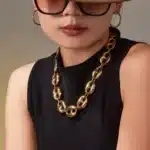 Plaqué or grain de café chaîne collier 2