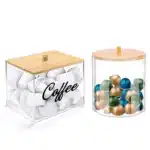 Boîte de rangement en bambou pour capsules de café, porte-dosette en acrylique, conteneur de filtre à café, stockage, évaluation pour la cuisine 1