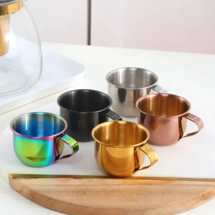 Tasse à Thé de 60ml avec Poignée en Acier Inoxydable 304, Mini Tasse de Style Coréen Français ou 5 Couleurs au Choix 1
