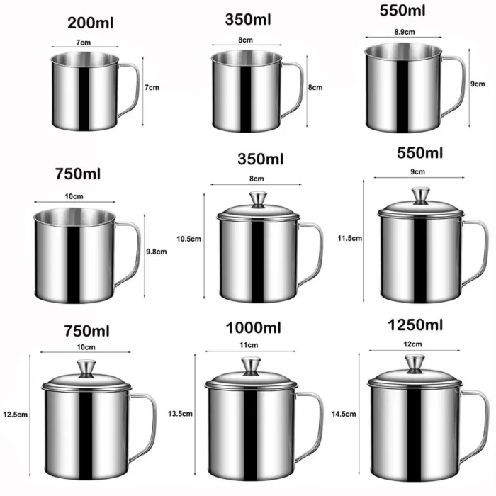 Tasse acier inoxydable avec couvercle 6