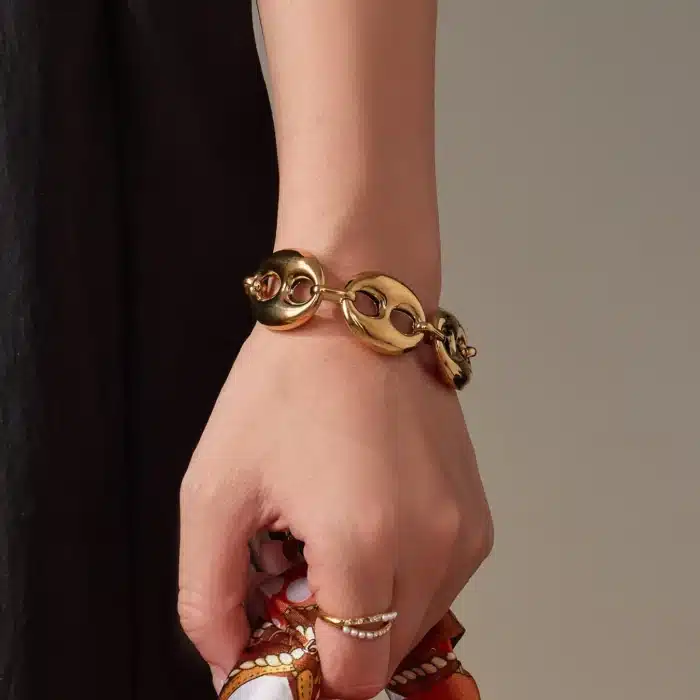 Plaqué or grain de café chaîne collier 3