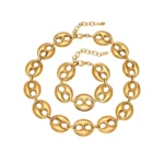 Plaqué or grain de café chaîne collier 6