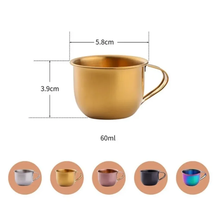 Tasse à Thé de 60ml avec Poignée en Acier Inoxydable 304, Mini Tasse de Style Coréen Français ou 5 Couleurs au Choix 6