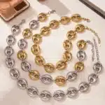 Plaqué or grain de café chaîne collier 5