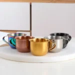 Tasse à Thé de 60ml avec Poignée en Acier Inoxydable 304, Mini Tasse de Style Coréen Français ou 5 Couleurs au Choix 3