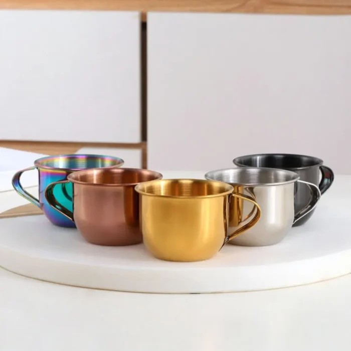Tasse à Thé de 60ml avec Poignée en Acier Inoxydable 304, Mini Tasse de Style Coréen Français ou 5 Couleurs au Choix 3