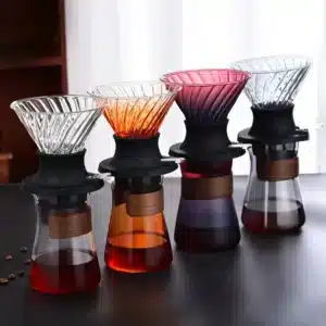 Ensemble goutteur et pot de partage en verre à café 1