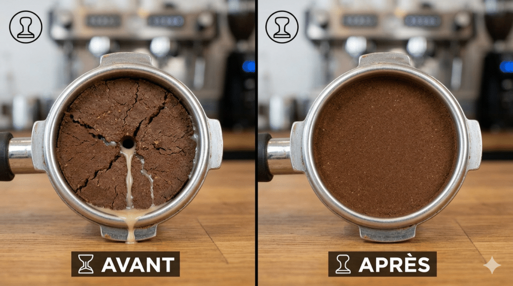 Tamper café : avant/après