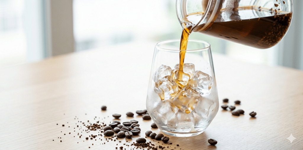 versement du Cold brew maison dans un verre